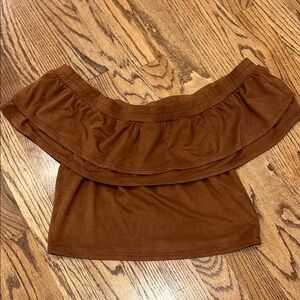 Design Lab Lord & Taylor Brown Ruffled Tiered Mini Top